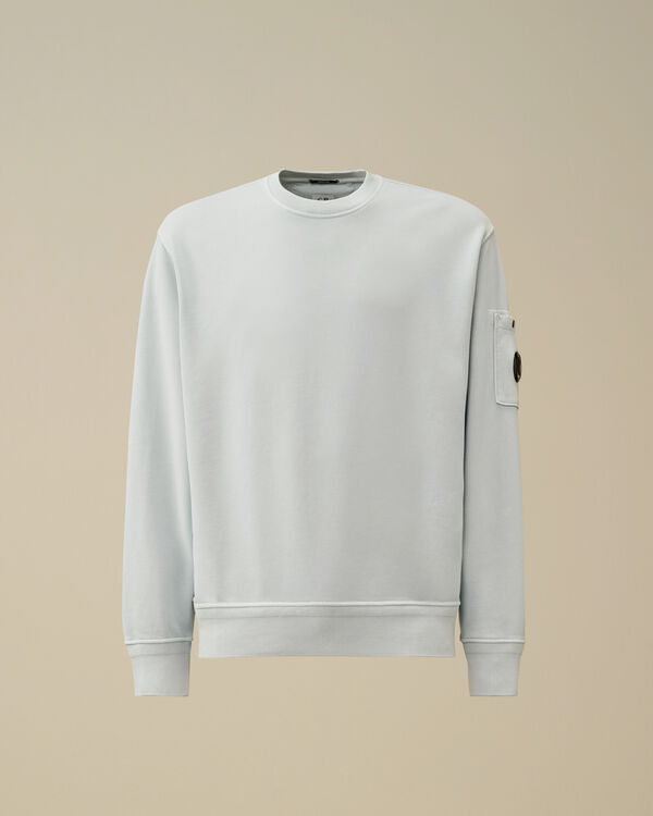 c.p. company Cotton Diagonal Fleece Crewneck Sweatshirt CERULEAN - LIGHT-BLUE