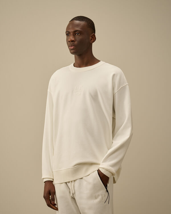 C.p. Company Cotton Diagonal Fleece Crewneck Sweatshirt GAUZE WHITE