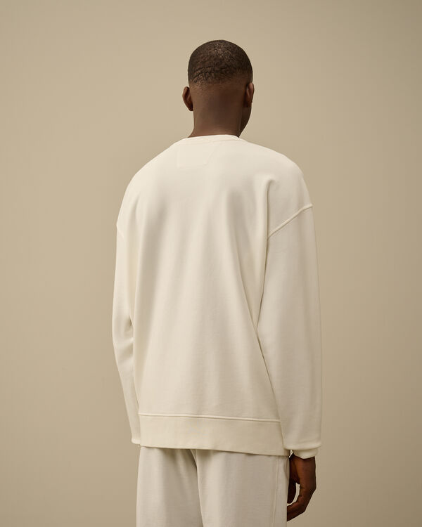 C.p. Company Cotton Diagonal Fleece Crewneck Sweatshirt GAUZE WHITE