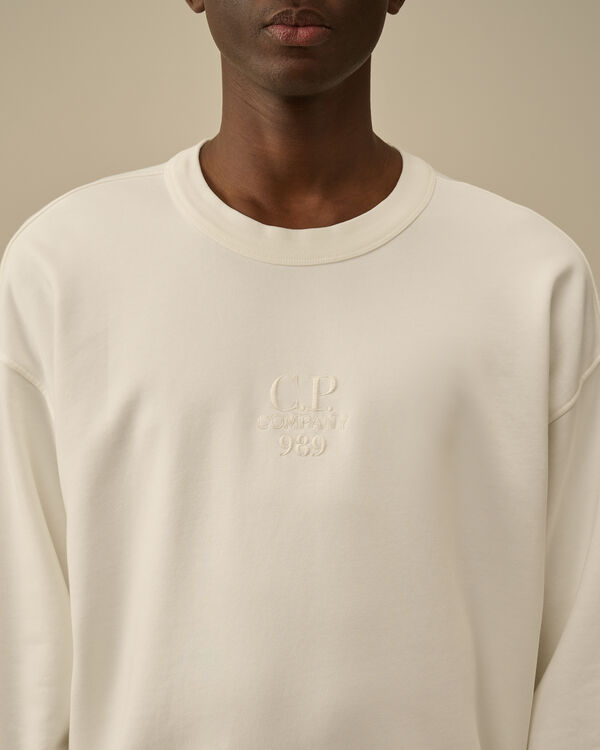 C.p. Company Cotton Diagonal Fleece Crewneck Sweatshirt GAUZE WHITE