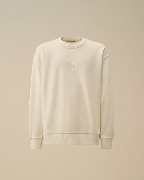 c.p. company Cotton Diagonal Fleece Crewneck Sweatshirt GAUZE WHITE