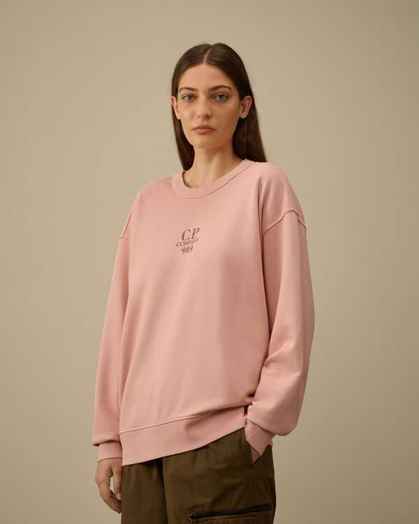 C.p. Company Cotton Diagonal Fleece Crewneck Sweatshirt MISTY ROSE - PINK