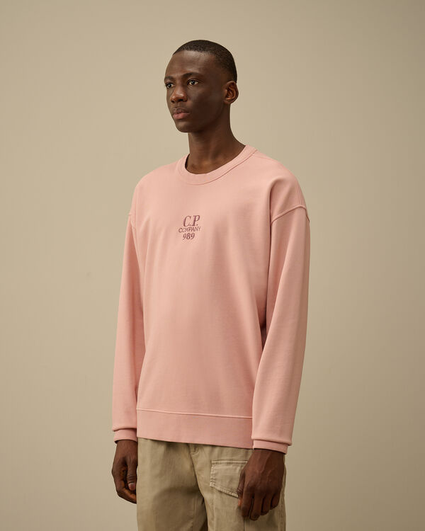C.p. Company Cotton Diagonal Fleece Crewneck Sweatshirt MISTY ROSE - PINK