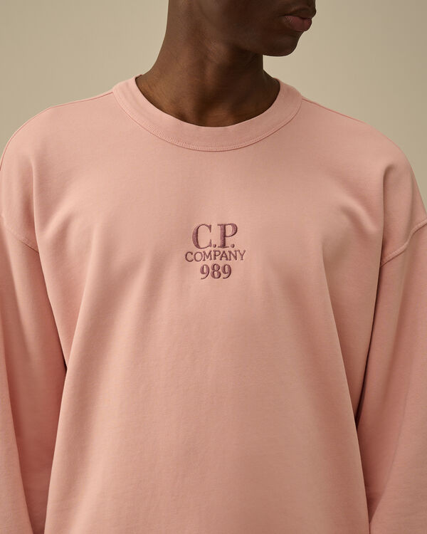 C.p. Company Cotton Diagonal Fleece Crewneck Sweatshirt MISTY ROSE - PINK