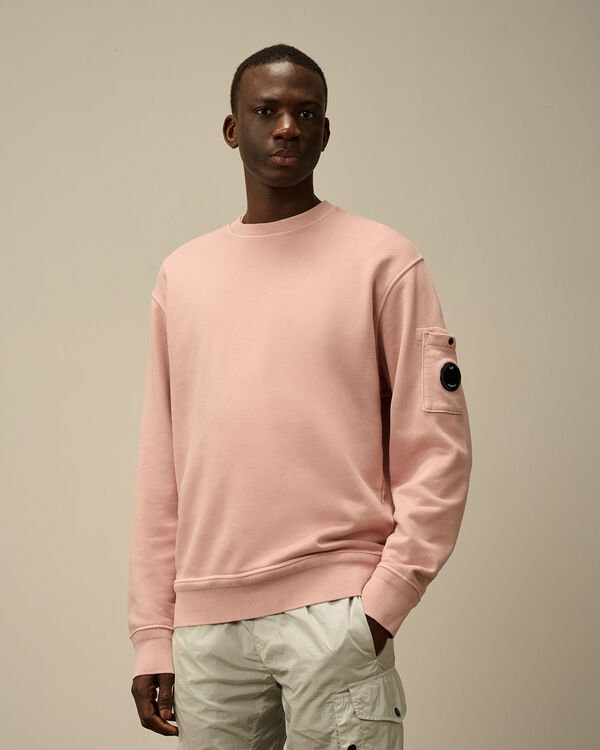 C.p. Company Cotton Diagonal Fleece Crewneck Sweatshirt MISTY ROSE - PINK