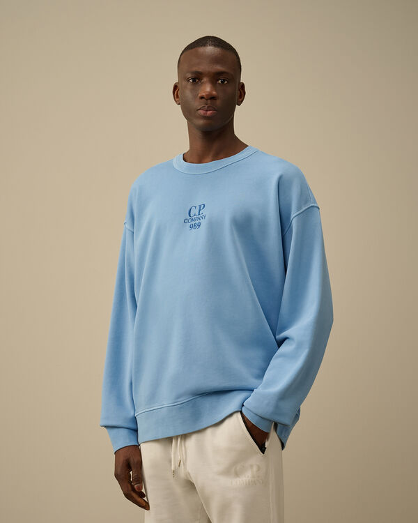 C.p. Company Cotton Diagonal Fleece Crewneck Sweatshirt PACIFIC COAST - LIGHT-BLUE