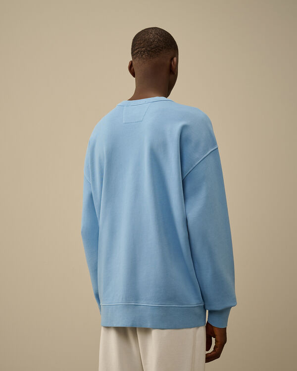 C.p. Company Cotton Diagonal Fleece Crewneck Sweatshirt PACIFIC COAST - LIGHT-BLUE