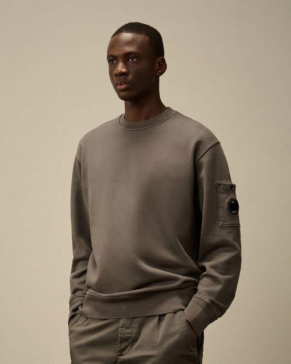 C.p. Company Cotton Diagonal Fleece Crewneck Sweatshirt SMOKED PEARL - GREY