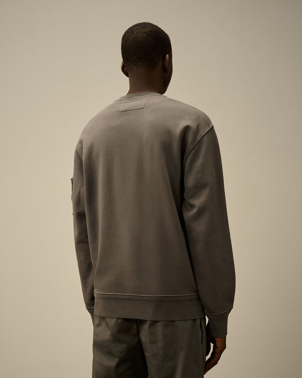 C.p. Company Cotton Diagonal Fleece Crewneck Sweatshirt SMOKED PEARL - GREY