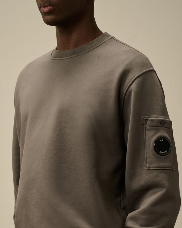 C.p. Company Cotton Diagonal Fleece Crewneck Sweatshirt SMOKED PEARL - GREY