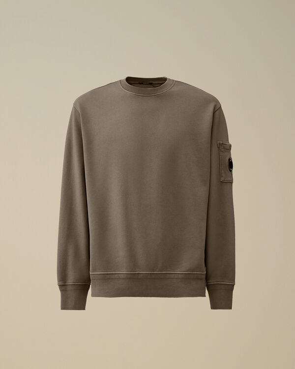 c.p. company Cotton Diagonal Fleece Crewneck Sweatshirt SMOKED PEARL - GREY