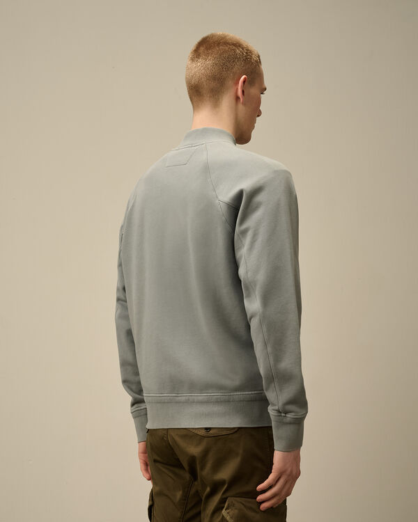 C.p. Company Cotton Diagonal Fleece Full Zip Sweatshirt STORMY WEATHER - BLUE