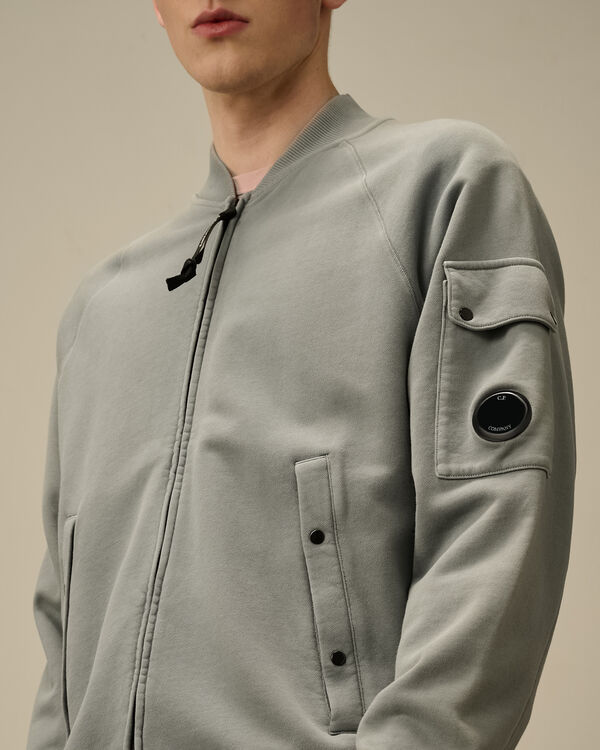 C.p. Company Cotton Diagonal Fleece Full Zip Sweatshirt STORMY WEATHER - BLUE