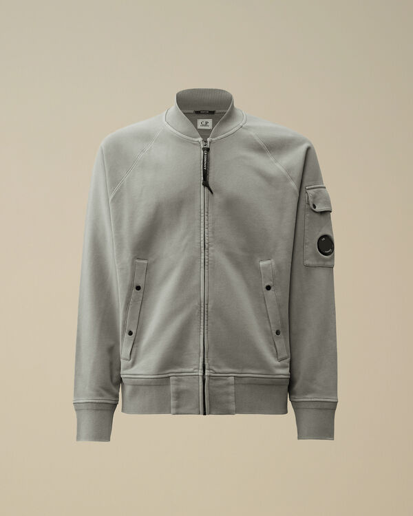 c.p. company Cotton Diagonal Fleece Full Zip Sweatshirt STORMY WEATHER - BLUE