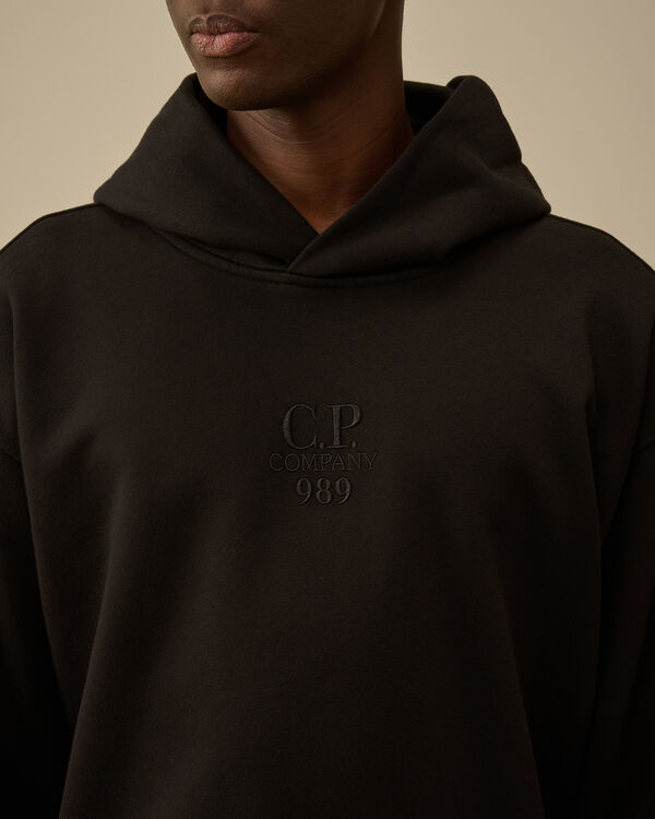 C.p. Company Cotton Diagonal Fleece Hooded Sweatshirt BLACK