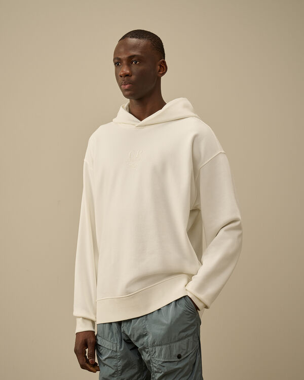 C.p. Company Cotton Diagonal Fleece Hooded Sweatshirt GAUZE WHITE