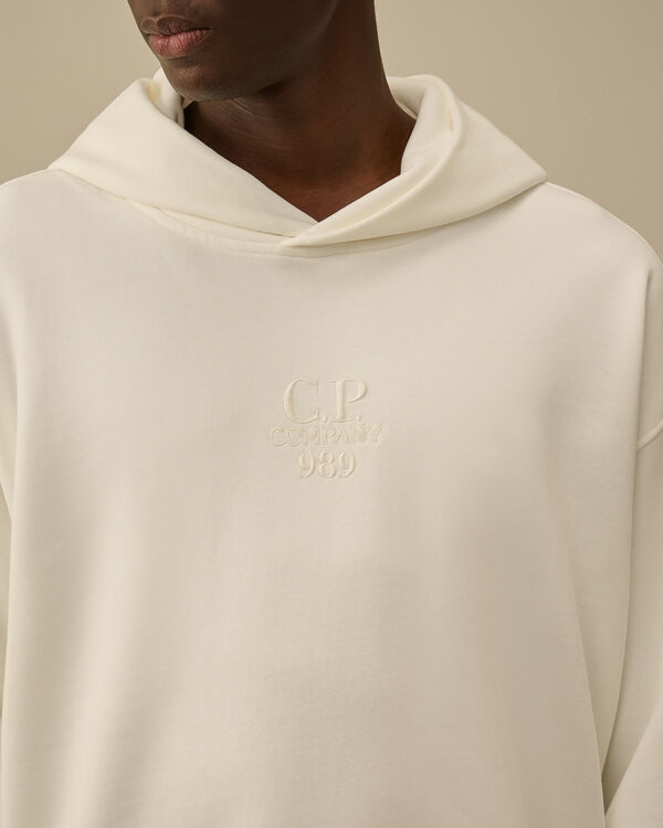 C.p. Company Cotton Diagonal Fleece Hooded Sweatshirt GAUZE WHITE
