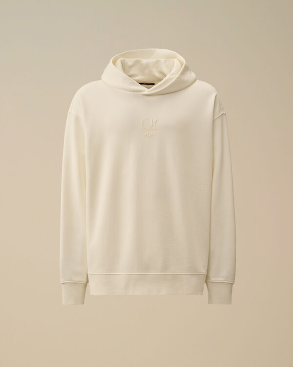 c.p. company Cotton Diagonal Fleece Hooded Sweatshirt GAUZE WHITE