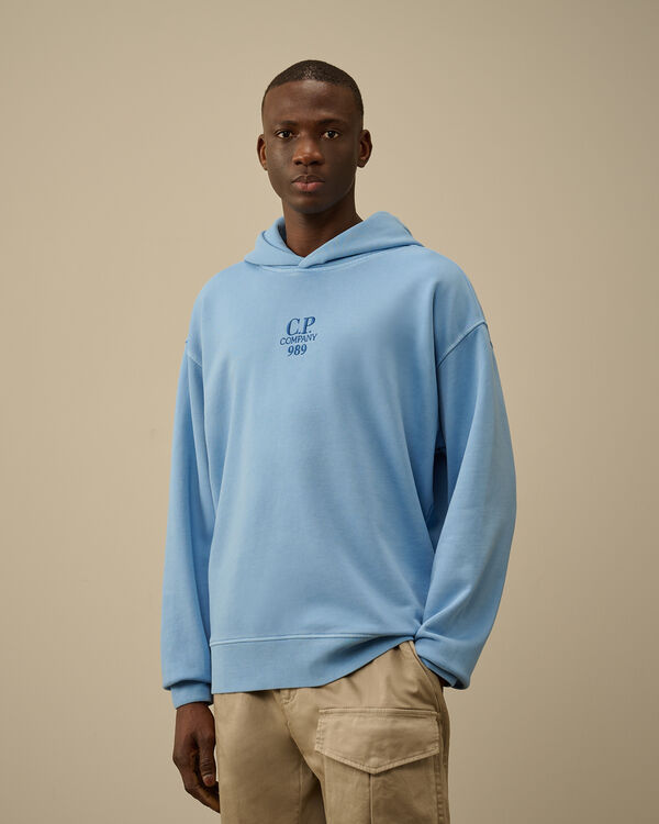 C.p. Company Cotton Diagonal Fleece Hooded Sweatshirt PACIFIC COAST - LIGHT-BLUE