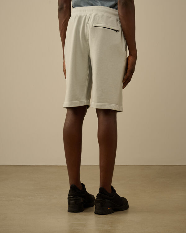 C.p. Company Cotton Diagonal Fleece Logo Shorts BLUE FOX - GREY