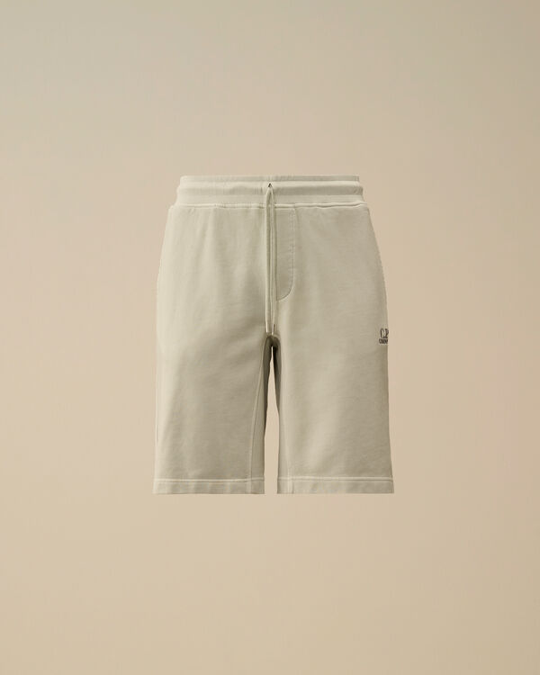 c.p. company Cotton Diagonal Fleece Logo Shorts BLUE FOX - GREY