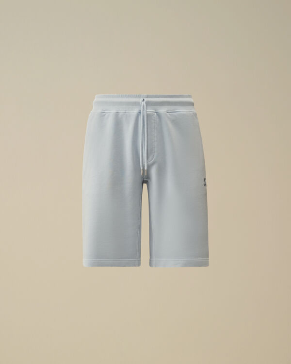 c.p. company Cotton Diagonal Fleece Logo Shorts CERULEAN - LIGHT-BLUE
