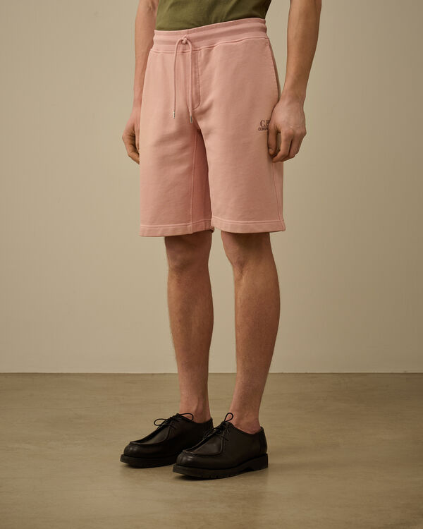 C.p. Company Cotton Diagonal Fleece Logo Shorts MISTY ROSE - PINK