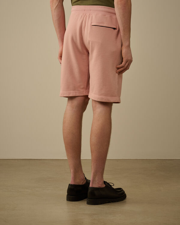 C.p. Company Cotton Diagonal Fleece Logo Shorts MISTY ROSE - PINK