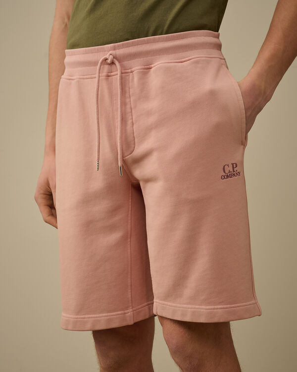 C.p. Company Cotton Diagonal Fleece Logo Shorts MISTY ROSE - PINK
