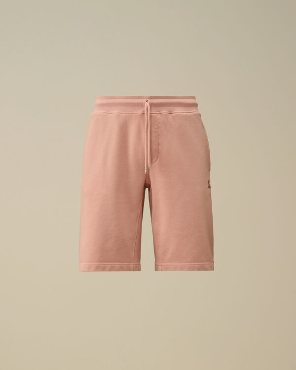 c.p. company Cotton Diagonal Fleece Logo Shorts MISTY ROSE - PINK