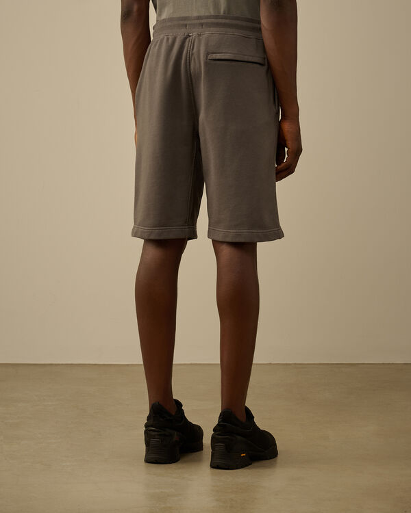 C.p. Company Cotton Diagonal Fleece Logo Shorts SMOKED PEARL - GREY
