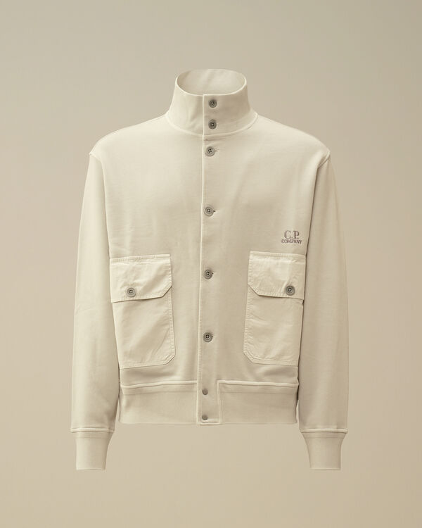 c.p. company Cotton Diagonal Fleece Resist Dyed Button Sweatshirt BLUE FOX - GREY