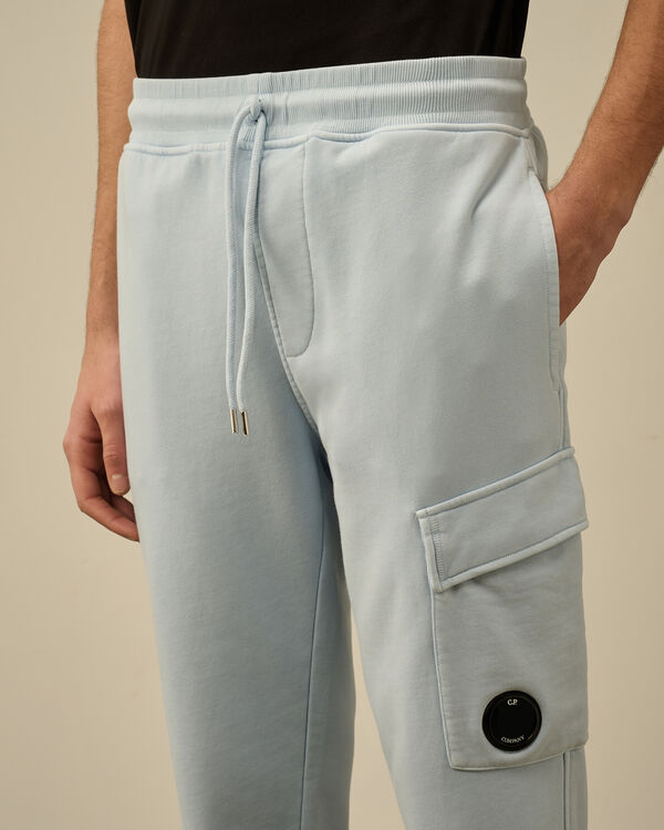 C.p. Company Cotton Diagonal Fleece Resist Dyed Cargo Sweatpants CERULEAN - LIGHT-BLUE