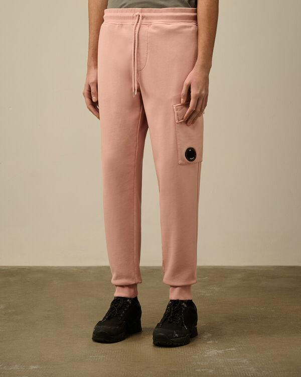 C.p. Company Cotton Diagonal Fleece Resist Dyed Cargo Sweatpants MISTY ROSE - PINK