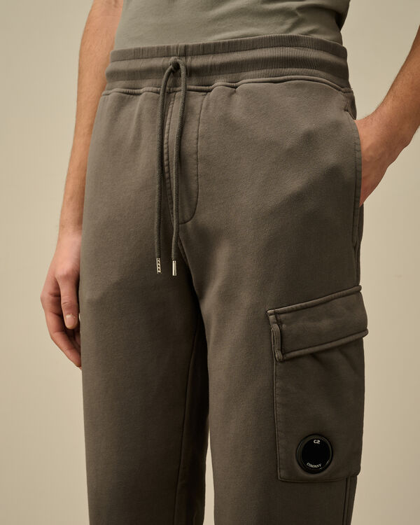 C.p. Company Cotton Diagonal Fleece Resist Dyed Cargo Sweatpants SMOKED PEARL - GREY