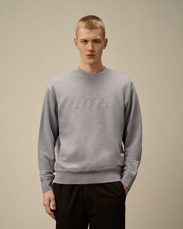 C.p. Company Cotton Diagonal Fleece Resist Dyed Crewneck Embroidery Sweatshirt LAVANDER VIOLET