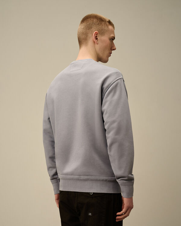 C.p. Company Cotton Diagonal Fleece Resist Dyed Crewneck Embroidery Sweatshirt LAVANDER VIOLET