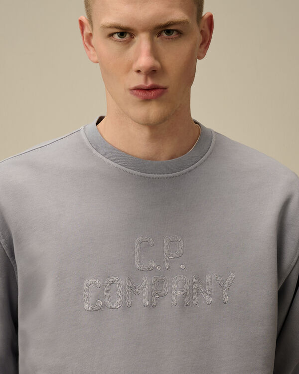 C.p. Company Cotton Diagonal Fleece Resist Dyed Crewneck Embroidery Sweatshirt LAVANDER VIOLET