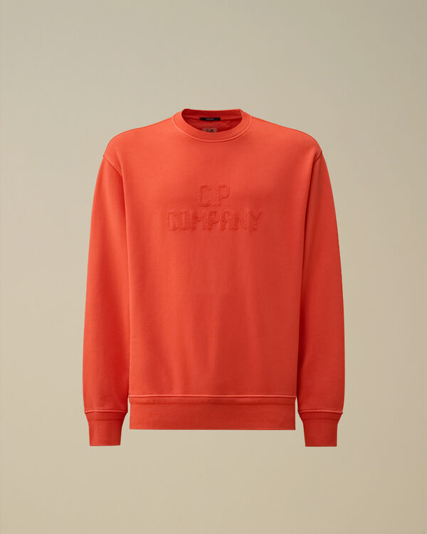 c.p. company Cotton Diagonal Fleece Resist Dyed Crewneck Embroidery Sweatshirt POINCIANA - ORANGE