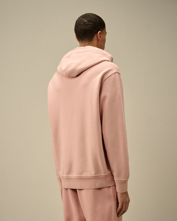 C.p. Company Cotton Diagonal Fleece Resist Dyed Hooded Lens Sweatshirt MISTY ROSE - PINK