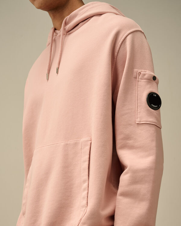 C.p. Company Cotton Diagonal Fleece Resist Dyed Hooded Lens Sweatshirt MISTY ROSE - PINK