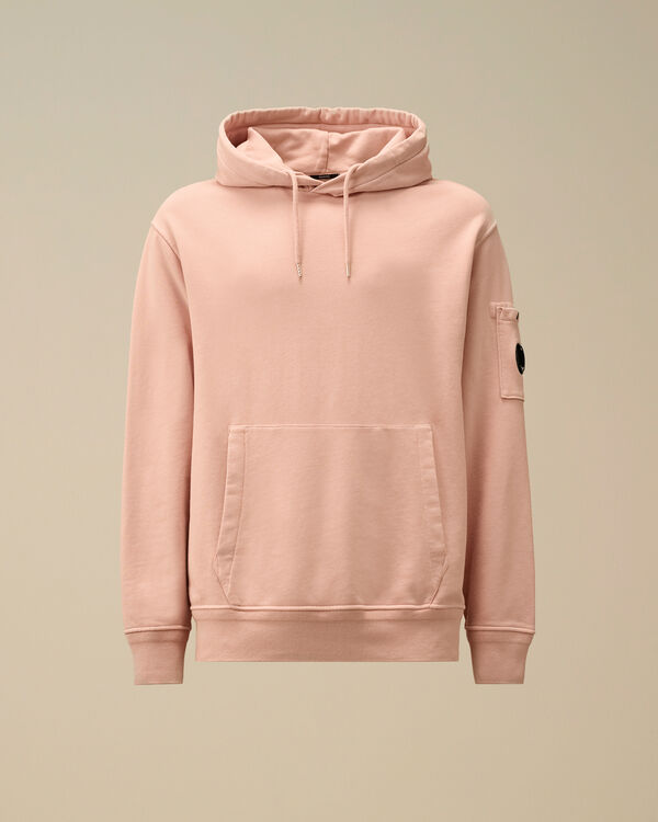 c.p. company Cotton Diagonal Fleece Resist Dyed Hooded Lens Sweatshirt MISTY ROSE - PINK