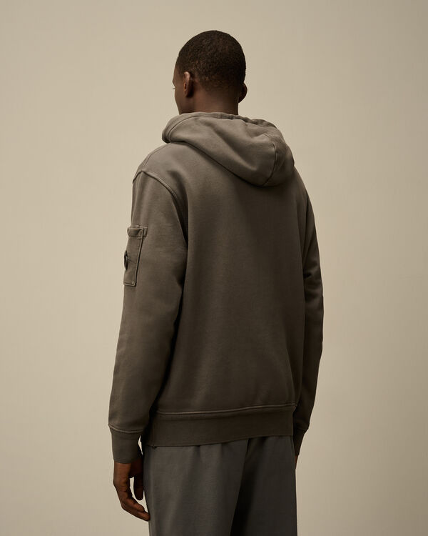 C.p. Company Cotton Diagonal Fleece Resist Dyed Hooded Lens Sweatshirt SMOKED PEARL - GREY