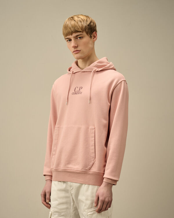 C.p. Company Cotton Diagonal Fleece Resist Dyed Hooded Logo Sweatshirt MISTY ROSE - PINK