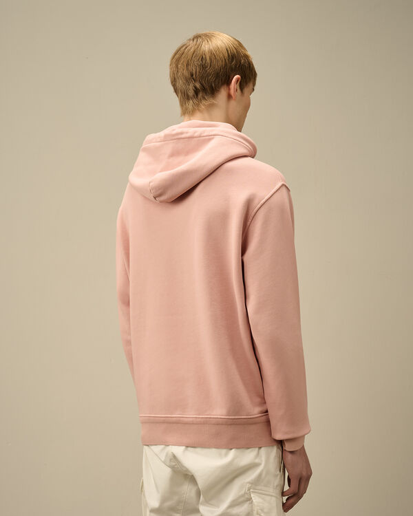 C.p. Company Cotton Diagonal Fleece Resist Dyed Hooded Logo Sweatshirt MISTY ROSE - PINK