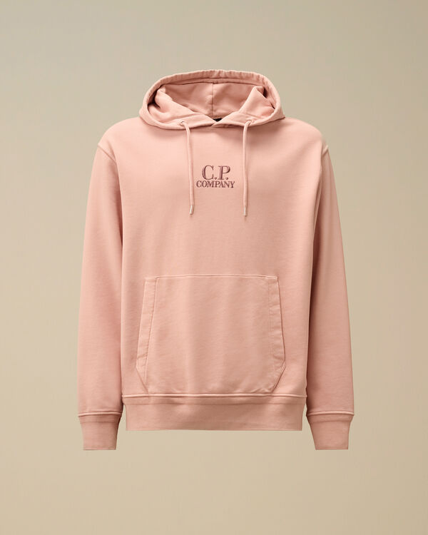 c.p. company Cotton Diagonal Fleece Resist Dyed Hooded Logo Sweatshirt MISTY ROSE - PINK