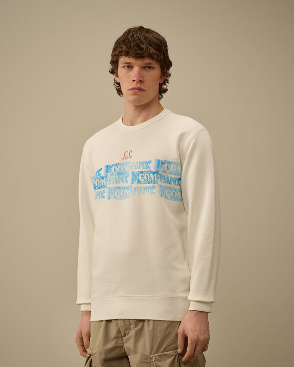 C.p. Company Cotton Fleece Crewneck Sweatshirt GAUZE WHITE
