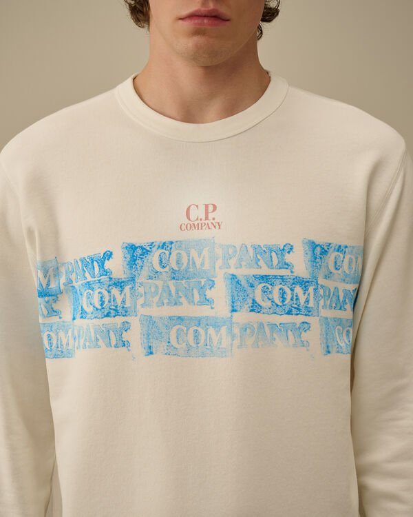 C.p. Company Cotton Fleece Crewneck Sweatshirt GAUZE WHITE