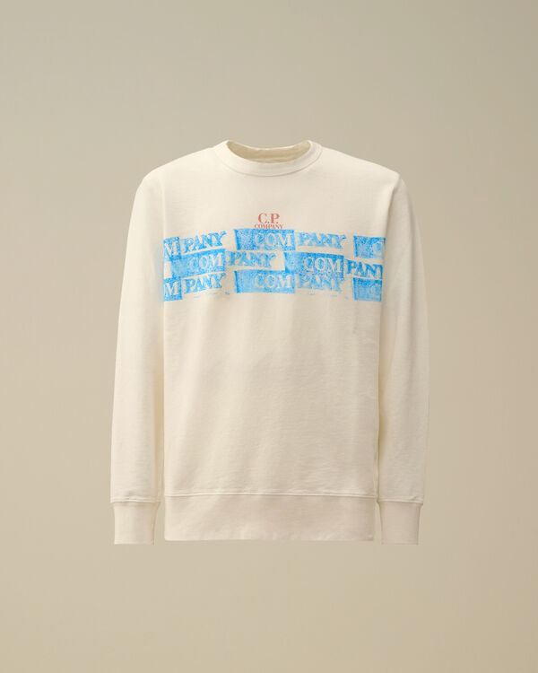 c.p. company Cotton Fleece Crewneck Sweatshirt GAUZE WHITE
