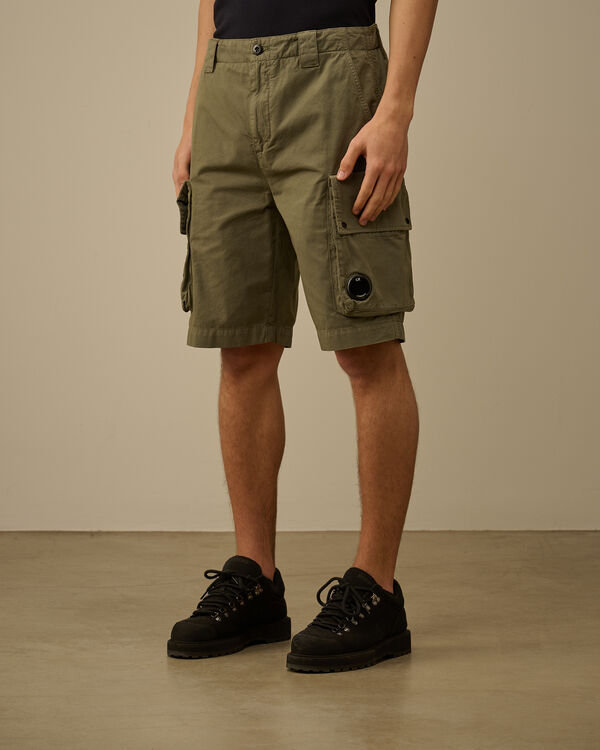 C.p. Company Cotton Gabardine Cargo Shorts THYME - GREEN